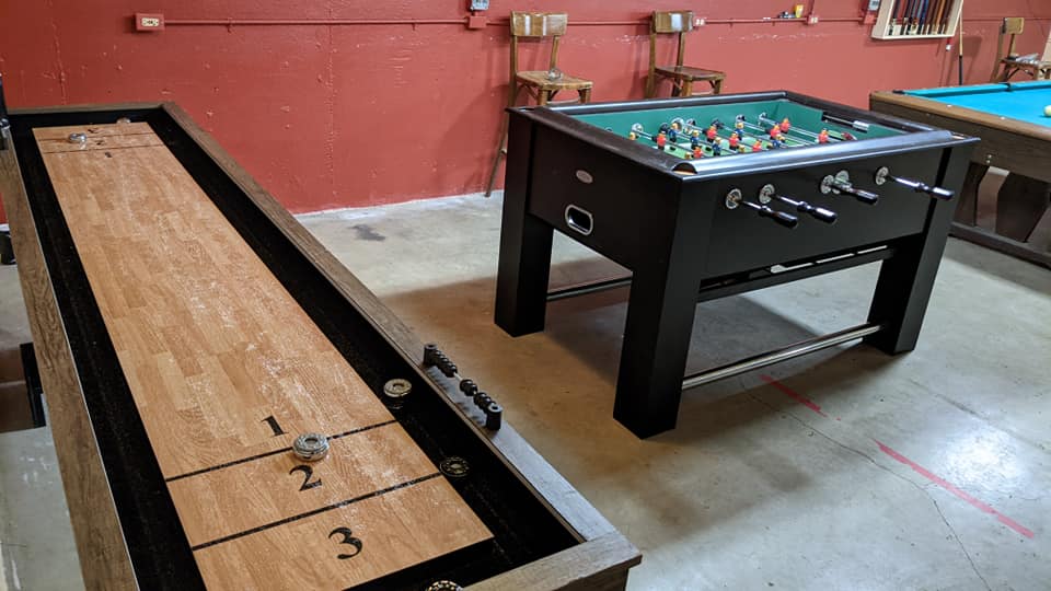 Shuffleboard table and Foosball table